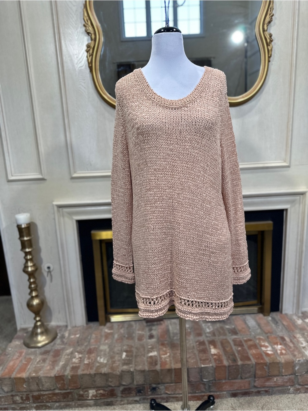Soft Surroundings Pointelle Sweater XL Coastal Grandma Soft Girl Lagenlook